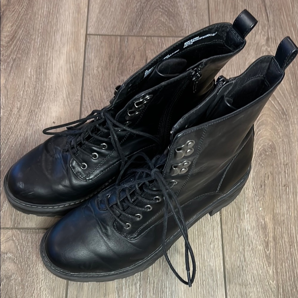 Black Leather Combat Boots